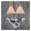 2019 Sexy Set Swimwear White Women Swimsuit Bathing Suit Cami Palm Leaf Print Biquini Swim Suit De Bain Pink S view 2