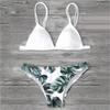 2019 Sexy Set Swimwear White Women Swimsuit Bathing Suit Cami Palm Leaf Print Biquini Swim Suit De Bain Pink S view 4