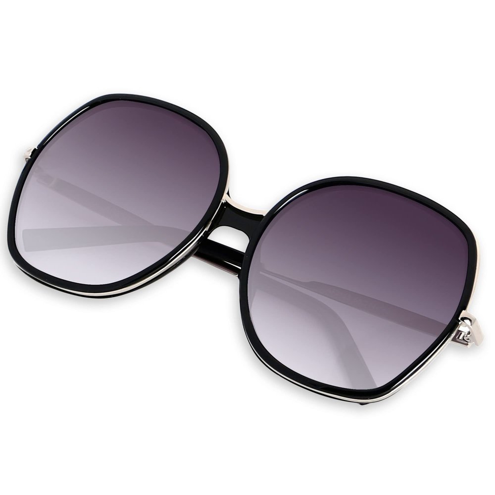 ANDWOOD Oversized Sunglasses for Women Big Large Square Wide Frame Shades Retro Trendy Fashion UV Protection Black Sun glasses