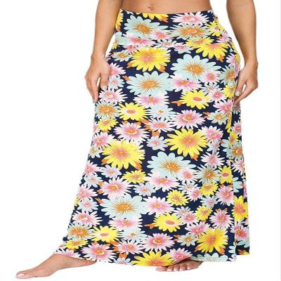 EXCHIC Women's Boho Flod Over Long Maxi Skirt Elastic High Waisted Long Skirts for Women (3, Medium)