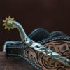 Circle Y Unisex Western Leather Natural Brown Tan Underlay Floral Tooling Multi-Toned Filigree Spur Straps with Stainless Steel Buckle view 2