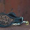Circle Y Unisex Western Leather Natural Brown Tan Underlay Floral Tooling Multi-Toned Filigree Spur Straps with Stainless Steel Buckle view 3