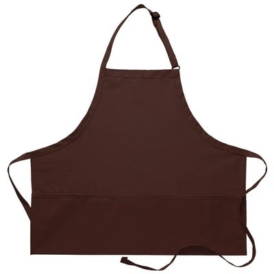DayStar Apparel 200XL Extra Large Three Pocket Bib Apron (6 Pack), Brown