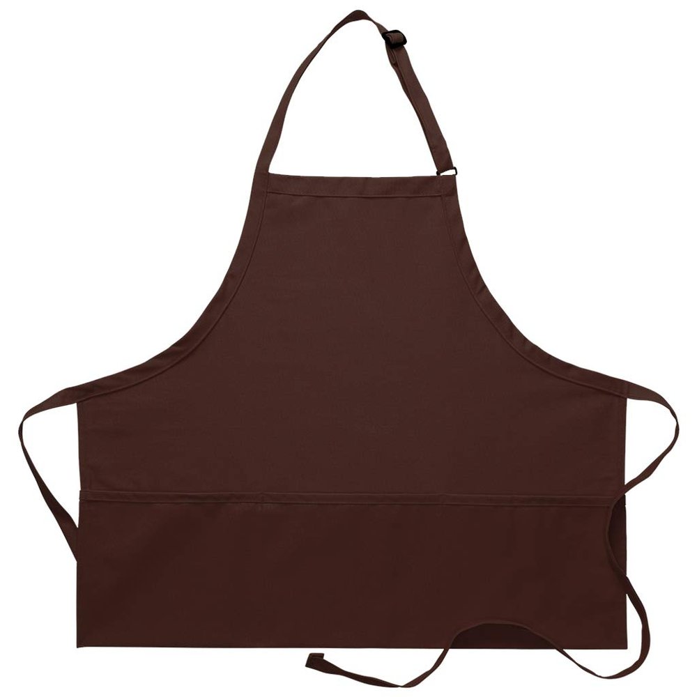 DayStar Apparel 200XL Extra Large Three Pocket Bib Apron (6 Pack), Brown