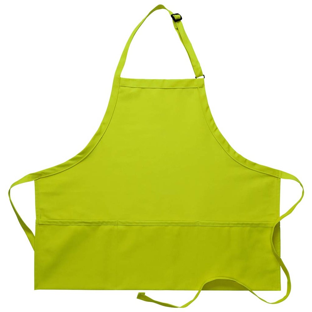 DayStar Apparel 200XL Extra Large Three Pocket Bib Apron (6 Pack), Lime
