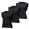 DEVOPS 3 Pack Men's Compression Shirts Sleeveless Workout Tank Top Baselayer for Gym Training, Running, Moisture Wicking (Large, Black/Black/Black) view 1