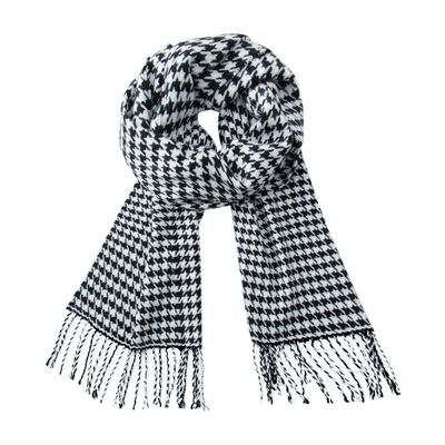 CALVIN & OLIVIA Lightweight Ultra-Soft Scarf - Perfect Holiday Gift for Men & Women - Houndstooth Black White