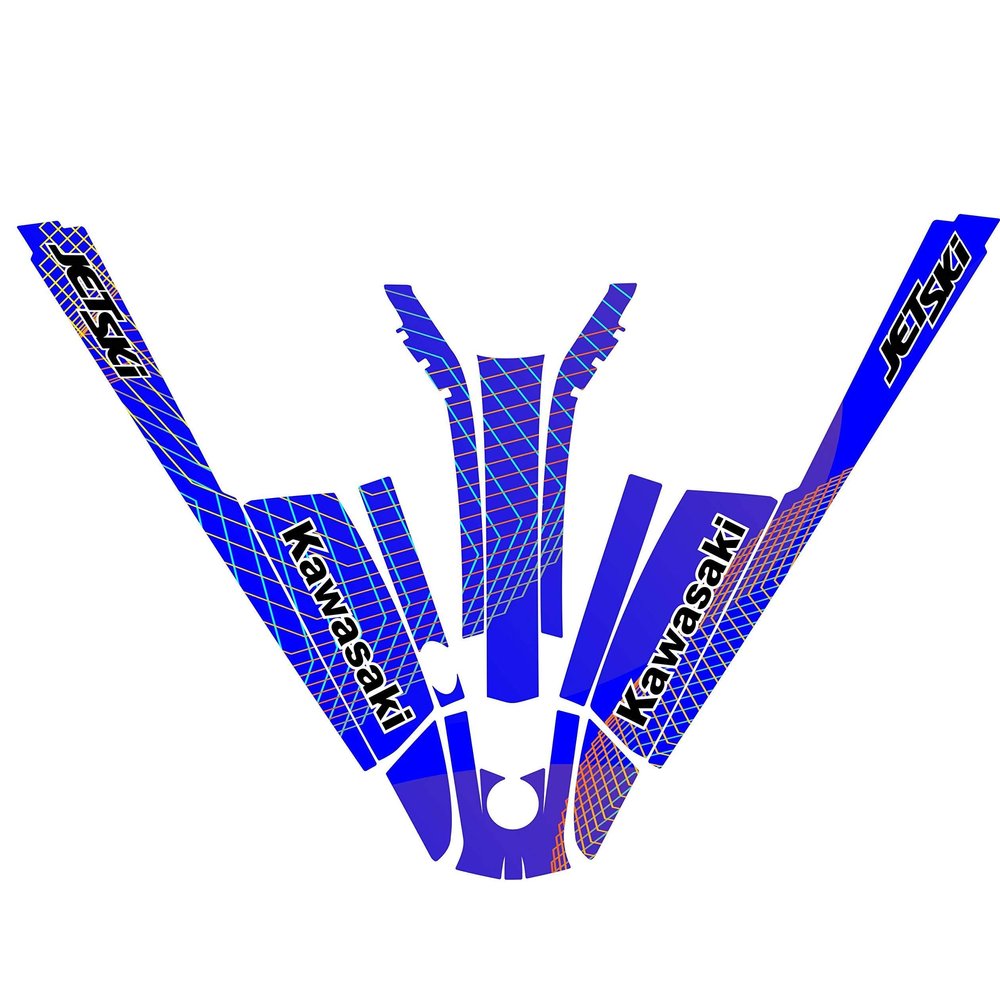 440 550 SX JS Compatible Kawasaki Jetski Vinyl Decal Sticker kit Custom Design 3M die Cut UV Lamination Blue (Rainbow)