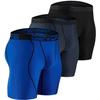 DEVOPS Men's Compression Shorts Underwear (3 Pack) (X-Large, Black/Charcoal/Blue)