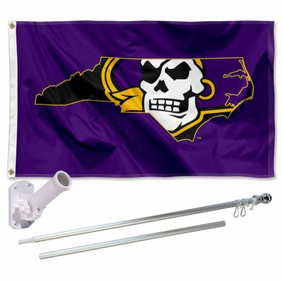 East Carolina Pirates State Flag with Pole and Bracket Complete Set