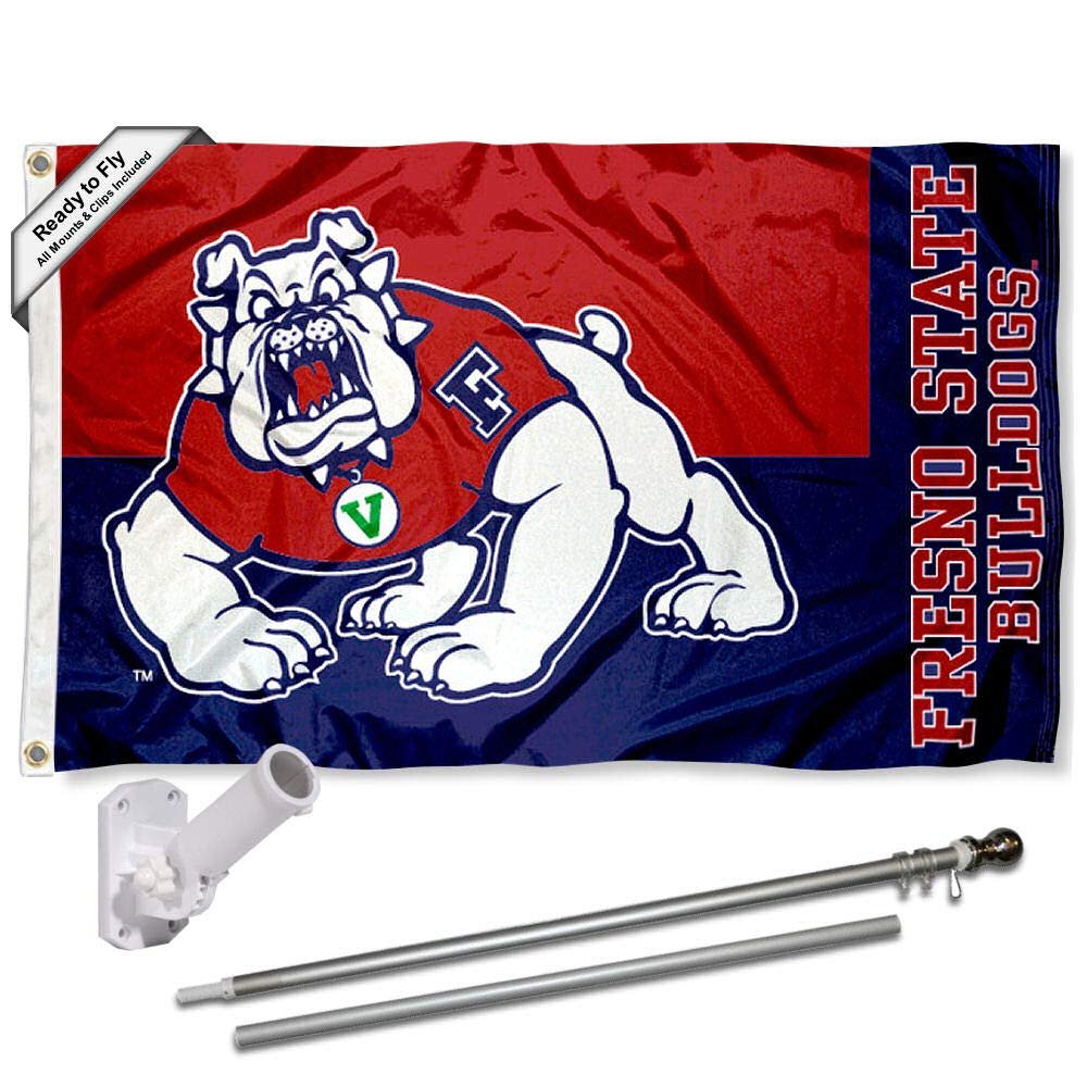 Fresno State Bulldogs Flag with Pole and Bracket Kit