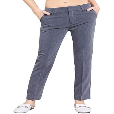 2LUV Women's Solid Casual Straight Leg Long Woven Pants Grey M