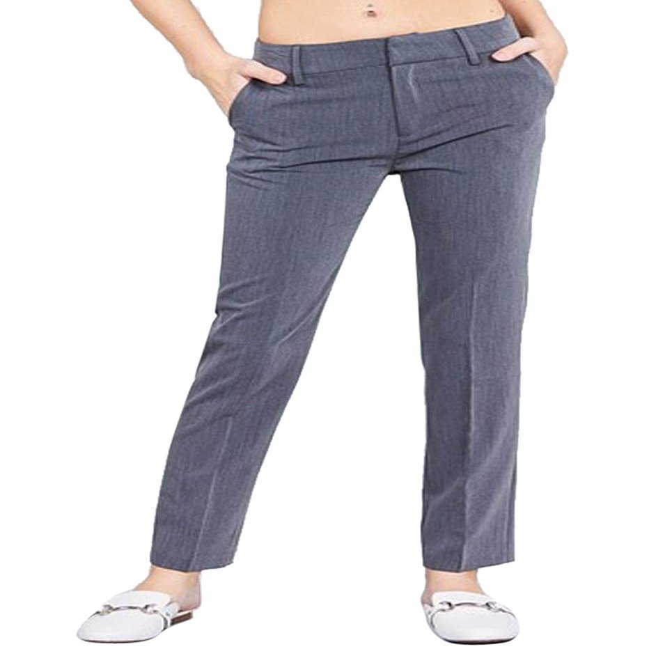 2LUV Women's Solid Casual Straight Leg Long Woven Pants Grey M