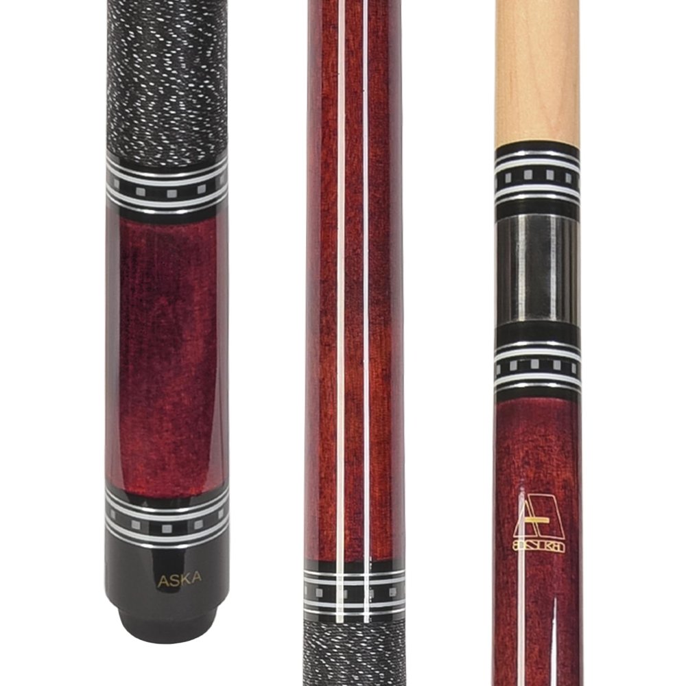 ASKA L9 Billiard Pool Cue, 58" Hard Rock Canadian Maple, Irish Linen Wrap, 13mm Hard Le Pro Tip (Red, 18-Ounce)