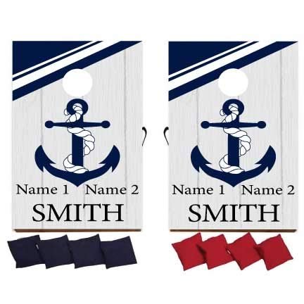 VictoryStore Custom Wedding Bag Toss Game Custom Wedding Cornhole - Nautical Wedding Anchor