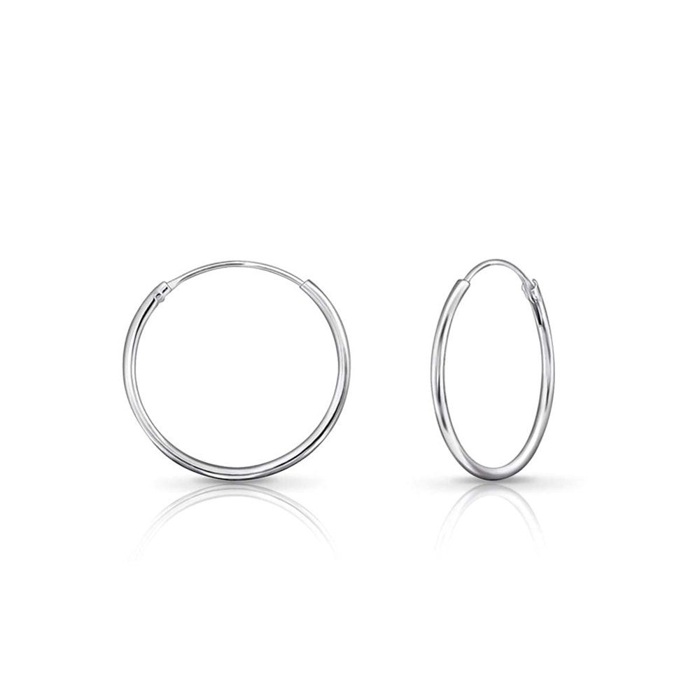 925 Sterling Silver Huggies Earrings - Silver Hoops 20 mm - Thin 1.5 mm - Sleeper Hoops for Women - Hypoallergenic Earrings for Women with Sensitive Ears