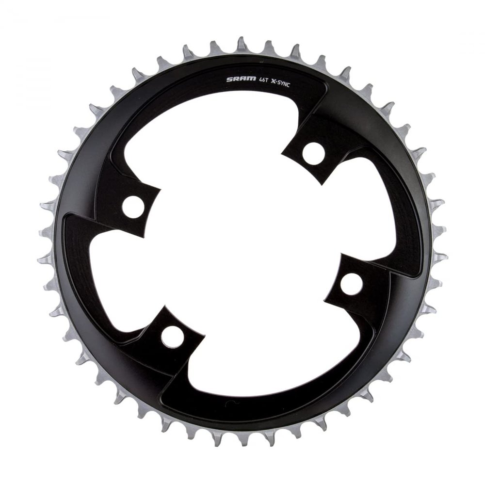 SRAM 46 Tooth 107mm BCD x 4-Bolt 1x12-Speed X-Sync Chainring, Blast Black