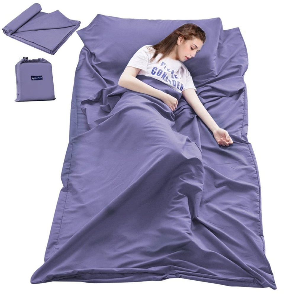 Mannice Sleeping Bag Liner,Travel and Camping Sheet Sleep Bag Sack Lightweight Warm Roomy for Double 2 Person Camping,Travel, Youth Hostels, Picnic 63 x 82.7inch
