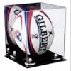 Better Display Cases Acrylic Rugby Ball Display Case Vertical with Mirror and White Risers (A060-WR) view 1