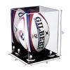 Better Display Cases Acrylic Rugby Ball Display Case Vertical with Mirror and White Risers (A060-WR) view 2