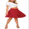 EXCHIC Women's Casual Stretchy Flared Midi Skater Skirts Basic A-Line Pleated Midi Skirt (L, Red) view 2