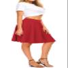 EXCHIC Women's Casual Stretchy Flared Midi Skater Skirts Basic A-Line Pleated Midi Skirt (L, Red) view 3