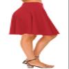 EXCHIC Women's Casual Stretchy Flared Midi Skater Skirts Basic A-Line Pleated Midi Skirt (L, Red) view 4