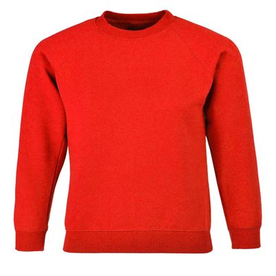 Boys Long Sleeve School Uniform Wear Jumper Girls Crew Neck Plain Sweatshirt Red 11-12 Years