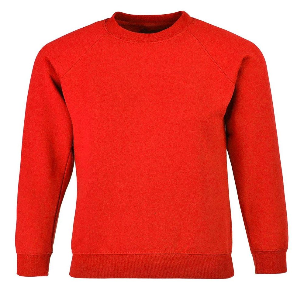 Boys Long Sleeve School Uniform Wear Jumper Girls Crew Neck Plain Sweatshirt Red 11-12 Years