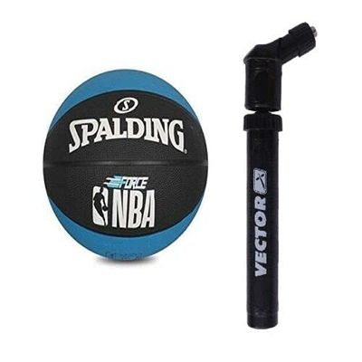 Spalding Force Blue Basketball Outdoor Indoor Training Ball Size 7 Air Pump