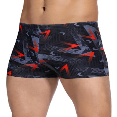 K898 Men's Square Leg Swimming Jammer Shorts UPF50+,Men Swimsuit Swim Jammers Fabric Shape Retention (Geometric Brown,M)