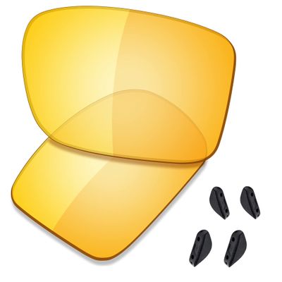 SAUCER Premium Replacement Lenses & Nosepads for Oakley Double Edge OO9380-66mm Sunglasses High Defense - HD Yellow