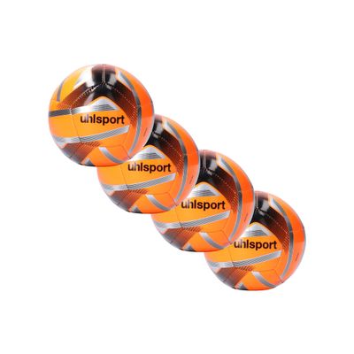 Uhlsport Team-Mini (4x1 Colour) Footballs, Unisex Youth, Fluo Orange/Black/Silver, NOSIZE