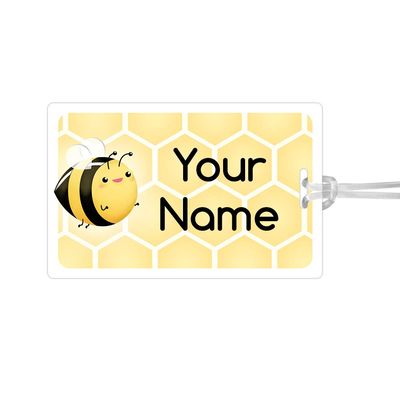 Kids Labels Durable Large Luggage & Bag Tag Bee Design