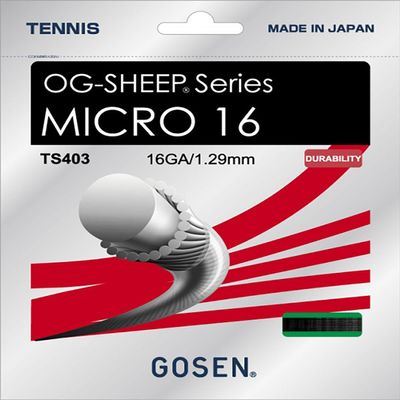 GOSEN OG-Sheep Micro, 16 Black 40' All-Round Performance, Synthetic Tennis String