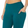 Core 10 Women's All Day Comfort High-Waist Side-Pocket Capri Yoga Legging, Teal Blue, X-Small view 3