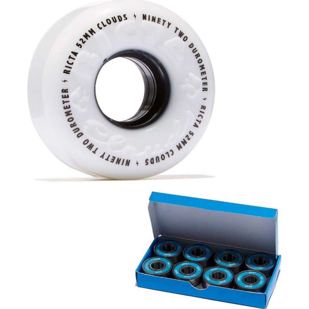 Ricta Wheels Clouds 92a Skateboard, Black, 52mm with CCS ABEC 7 Bearings