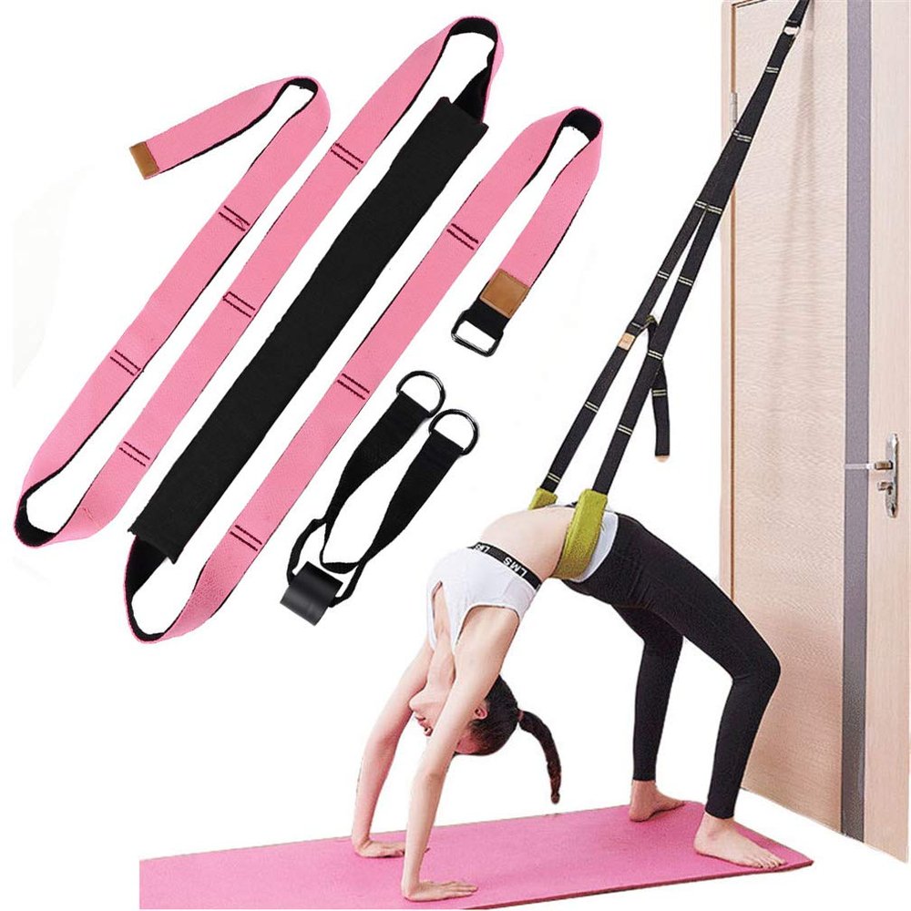 Back bend Assist Trainer - Improve Back and Waist Flexibility, Door Flexibility Stretching Strap, Home equipment for Ballet, Dance, Yoga, Gymnastics, Cheerleading, Splits (light pink)