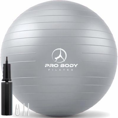 ProBody Pilates Exercise Ball - Multiple Sizes Gym Grade Balance Ball for Fitness, Yoga, Workout, Pregnancy & Physical Therapy (Silver, 85 cm)