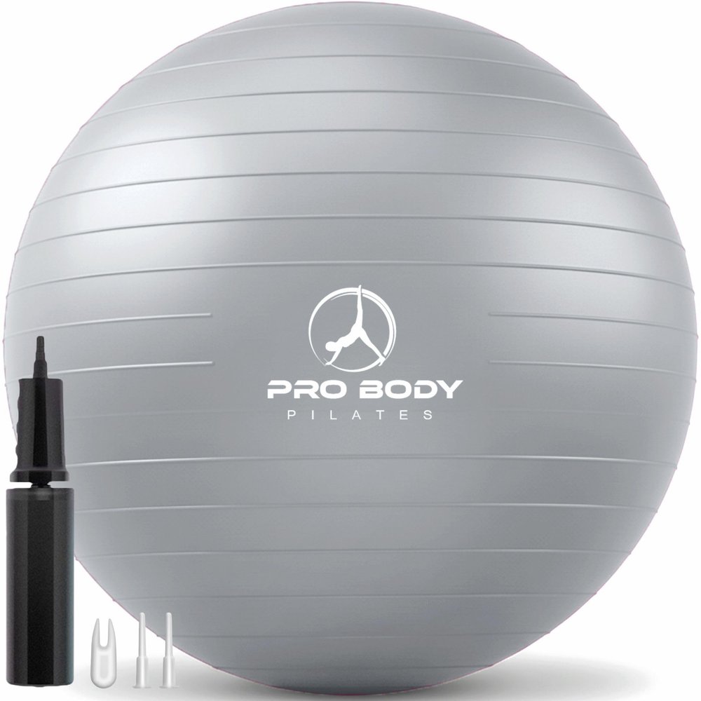 ProBody Pilates Exercise Ball - Multiple Sizes Gym Grade Balance Ball for Fitness, Yoga, Workout, Pregnancy & Physical Therapy (Silver, 85 cm)