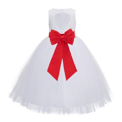 ekidsbridal White Heart Cutout Floral Lace Flower Girl Dress Mini Bride Wedding 172T 14