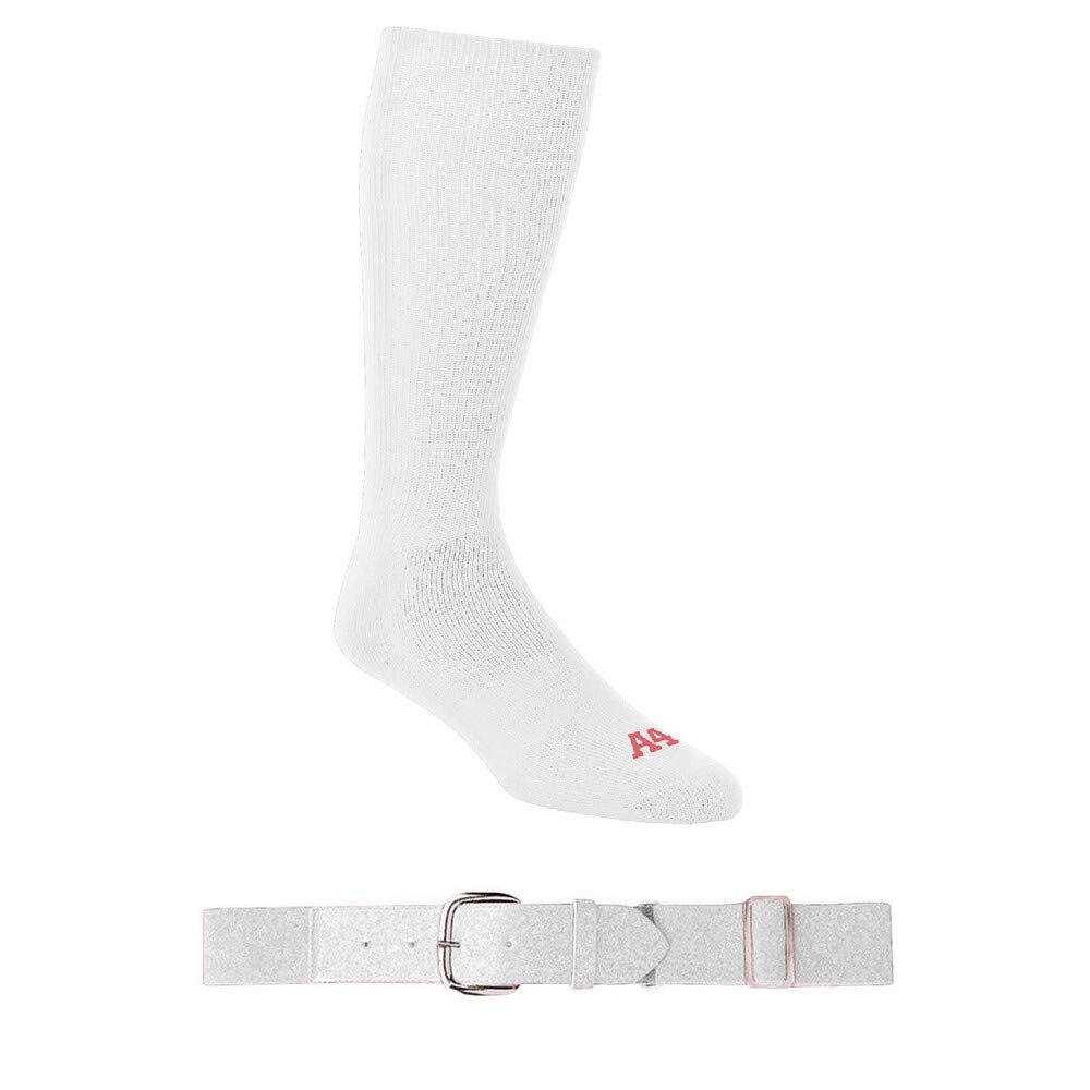 A4 Sportswear White Medium Socks & White Youth Belt