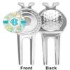 YouCustomizeIt Personalized Teal Circles & Stripes Golf Divot Tool & Ball Marker view 2