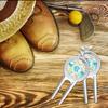 YouCustomizeIt Personalized Teal Circles & Stripes Golf Divot Tool & Ball Marker view 3