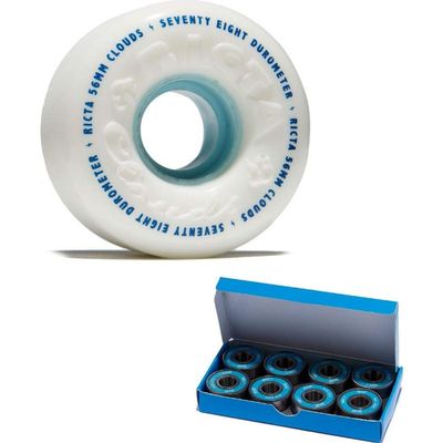 Ricta Clouds Soft Skateboard Wheels 56mm / 78A (Set of 4) with CCS ABEC 7 Bearings