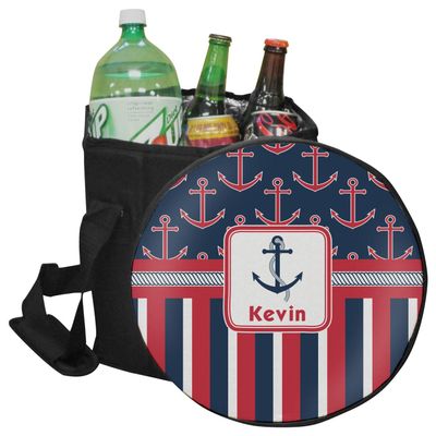 YouCustomizeIt Personalized Nautical Anchors & Stripes Collapsible Cooler & Seat
