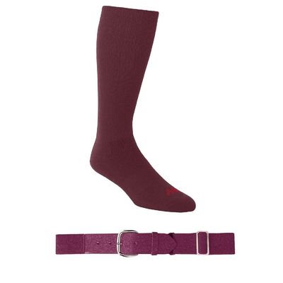 A4 Sportswear Maroon Large Socks & Maroon Adult Belt