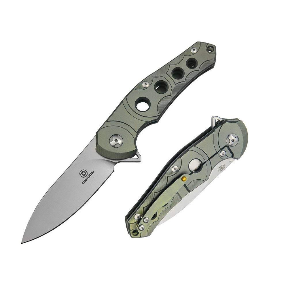 DEFCON Jungle Knife Series D2 Blade Titanium EDC Folding Pocket Tactical Knife (TF3329-1 Sphere)