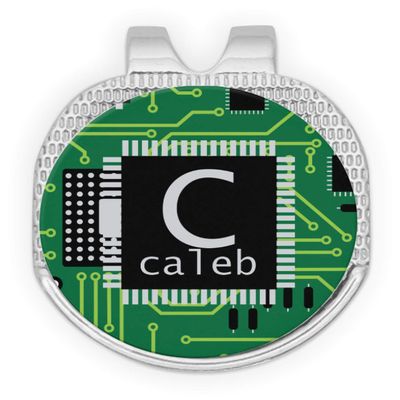 YouCustomizeIt Personalized Circuit Board Golf Ball Marker - Hat Clip - Silver