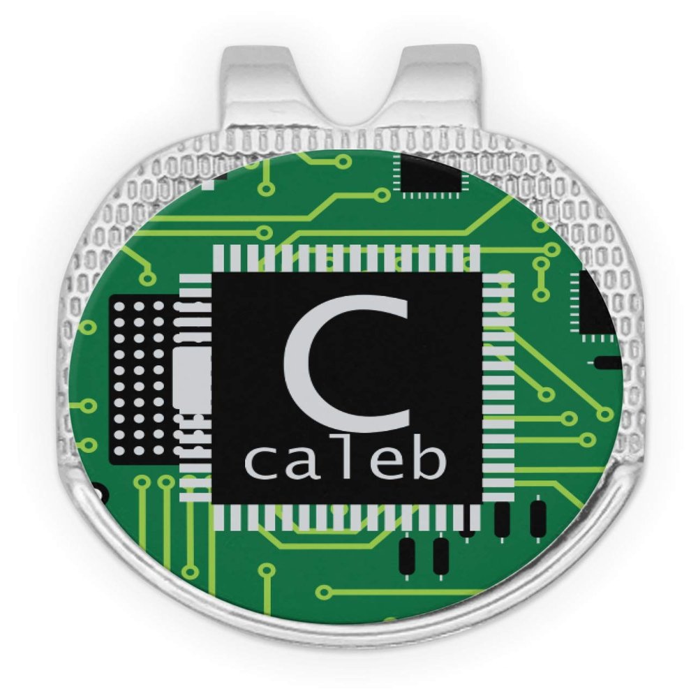 YouCustomizeIt Personalized Circuit Board Golf Ball Marker - Hat Clip - Silver